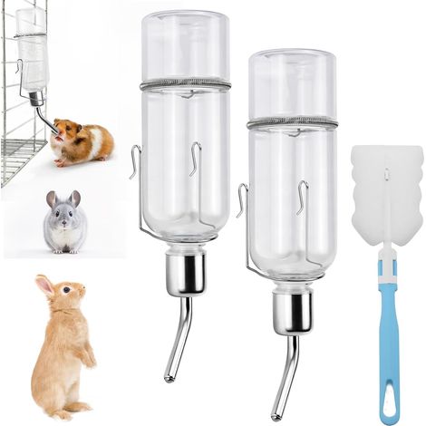 Biberon Abreuvoir Distributeur Eau Lapin Cochon d'Inde Buvoir Hamster Bouteille Automatique Lapin D Eau pour Hamster Rongeur Lapin Petits Animaux Cage Dinde Clapier avec Support Suspendu (1/5)