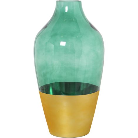 Vase en Verre Doré/Vert °18X35 Cm, Bouche : °6,5-Base : °10,5 (1/2)