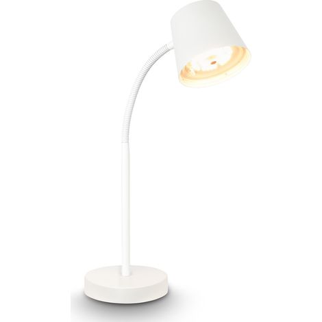Lampe de table LED sans fil tactile, orientable, pivotante, batterie et source lumineuse interchangeables, lampe de chevet, lampe de bureau et lecture, Home Office, 38,5cm, Blanc (1/5)