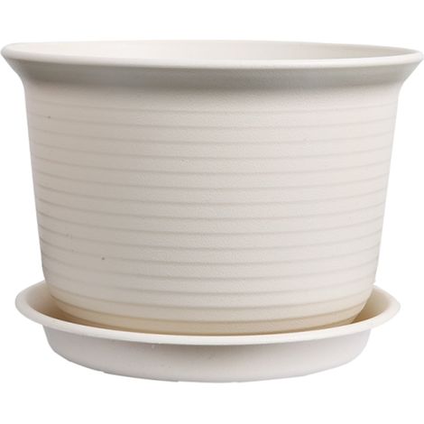 Pot de fleurs haut et bas en résine plastique imitation céramique, pot rond en forme de radis vert épais avec soucoupe (1/5)