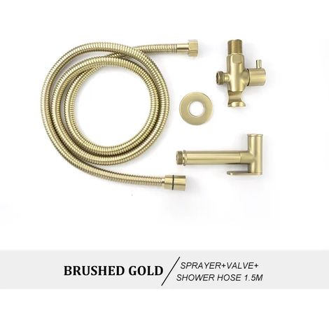 (Or brossé type A) Ensemble de douchette WC bidet portable en laiton, fixation murale, robinet bidet or rose, pommeau de douche de salle de bain autonettoyant (1/4)