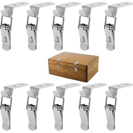 10 Pièces Fermeture à Levier 76 x 24 mm, Loquet à Bascule, Fermoir à Bascule Attache Capot pour Fenêtre, Meubles, Tiroir, Armoire, Boîte à Outils (1/5)