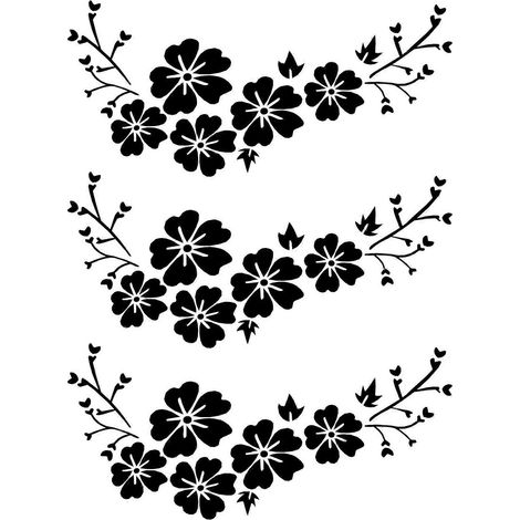Lot de 3 noir Decal voiture Flower Sticker étanche Removable Deco Vehicle Stripes cache (1/5)