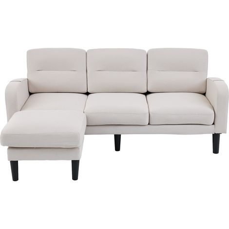 L-förmiges 3-Sitzer-Ecksofa mit Chaiselongue 204x136x80 cm Beige (1/5)