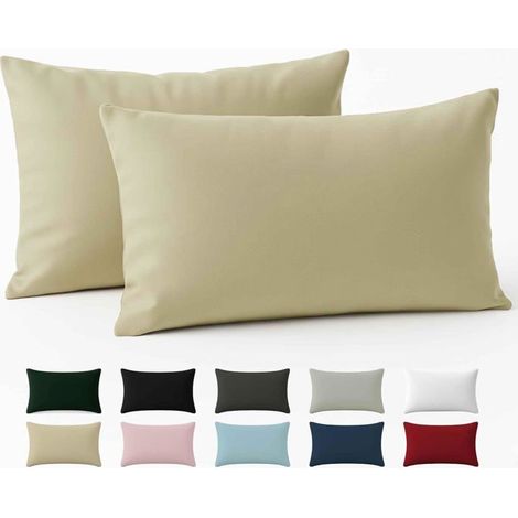 Taie Oreiller 40x60 Coton Renforcé (Set de 2) - Beige - Tissage serré de 57 Fils/cm² - Taie Oreiller 40 x 60 cm- Certifié Oeko Tex (1/5)