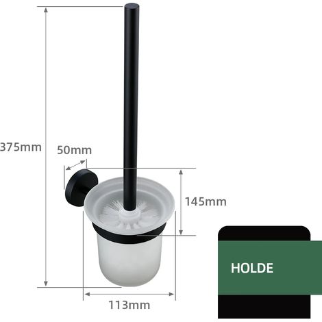 (Porte-brosse WC) Accessoires de salle de bain noirs, kit en laiton moleté, porte-papier toilette, étagère porte-serviettes, porte-serviettes simple, crochet pour brosse WC (1/5)