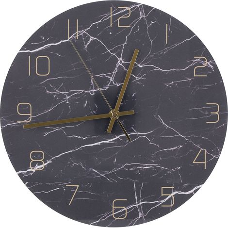 Horloge murale ronde silencieuse à motif marbre nordique décoratif pour la maison (1/5)