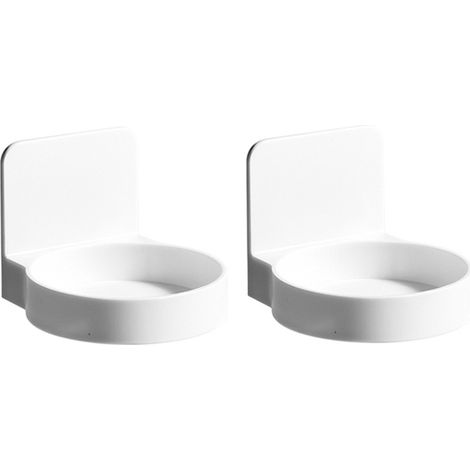 Portabicchieri - 2 pezzi - Portabicchieri da bagno - Montaggio a parete - Autoadesivo - Mensola da bagno - Portaoggetti da bagno - Bianco - Per posizionare dispenser di sapone, bicchieri (1/5)