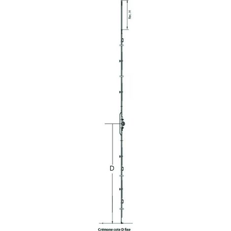 FERCO Crémone F15 avec prolongateur sans rampe - Côte DF/DV - 1201 - 1600 - 500 - 1280 - 1