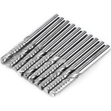 Fresas CNC de carburo de tungsteno de espiral simple, vástago de 4 mm, juego de 10 unidades para mecanizado de precisión.