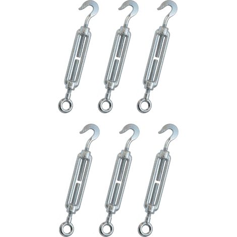 Kippen 1205CK - Confezione da 6 Pezzi di Tenditore con Gancio e Occhiello in Acciaio Zincato. Misura 8 mm. (1/2)