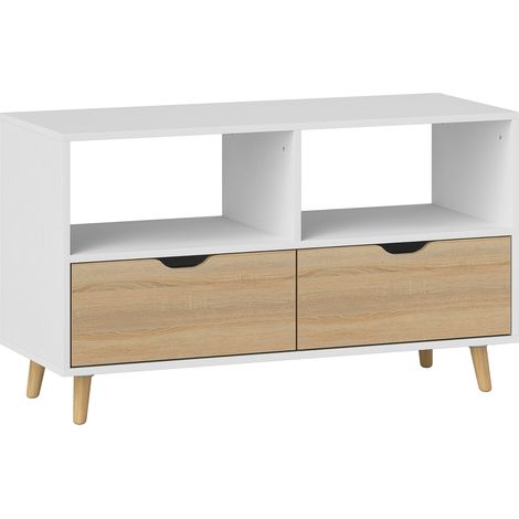 Meuble TV 99 cm – 2 étagères, tiroir, salon, blanc