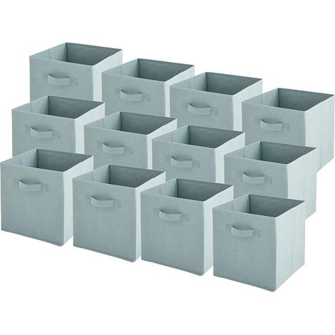 Lot de 12 paniers pliables en tissu vert sauge 27 x 27 x 27 cm