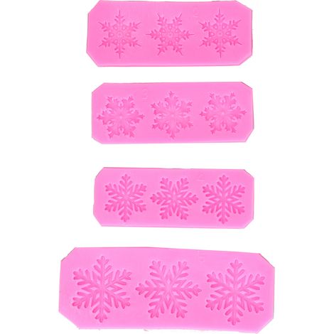 Lot de 5 moules à flocons de neige sans colle, 5 formes différentes, flexibles et faciles à utiliser. Moule en silicone pour vos créations DIY. (1/5)