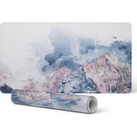 Alfombrilla de escritorio antideslizante con estampado panor谩mico en acuarela, 90x45 cm.