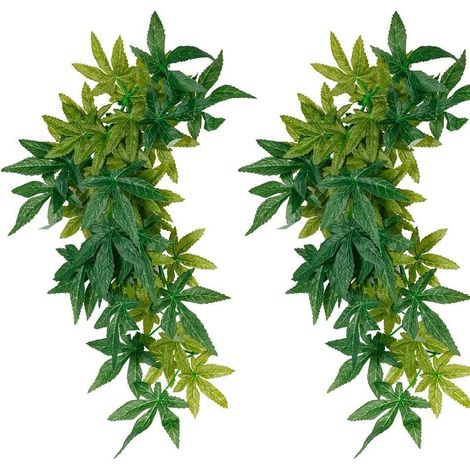 2 Pieces Reptile Plants Hanging Fake Vines Climbing Terrarium Plant with Suction Cup for Bearded Dragons Lizards Geckos Snake Pets Hermit Crab and Tank Habitat Decorations