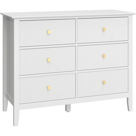 GagaCommode sideboard 6 tiroirs meuble de rangement moderne 100 x 40 x 78 cm blanc (1/5)