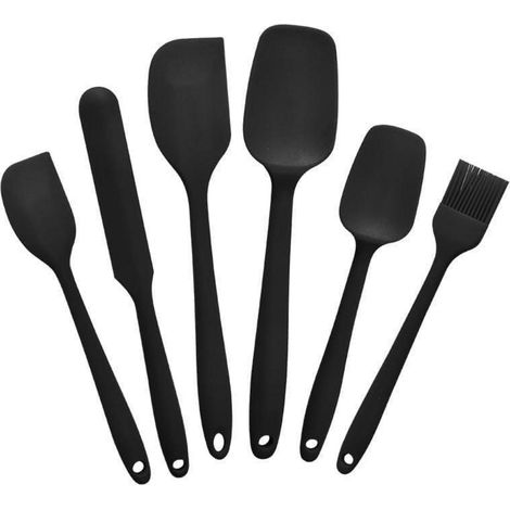Silikon Spatel Set 6-teilig, Hitzebeständig bis 315℃, BPA-frei, Schwarz