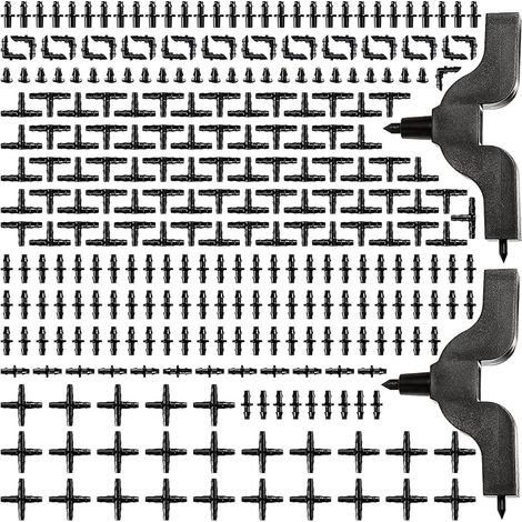 282 Stück 4/7-mm-Schlauchverbinder, Bewässerungsarmaturen, Schlauchverbinder mit Widerhaken für Bewässerungssysteme, Tropfverbinder für Rasenbewässerung (1/5)