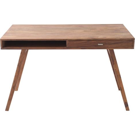 Escritorio recto SCANOVA 117 cm en madera maciza de Sheesham barnizada con cajón y nicho – Estilo escandinavo (1/5)