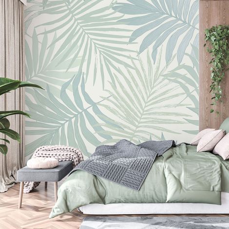 Papier peint panoramique - Feuilles tropicales - 130 cm x 130 cm (1/4)