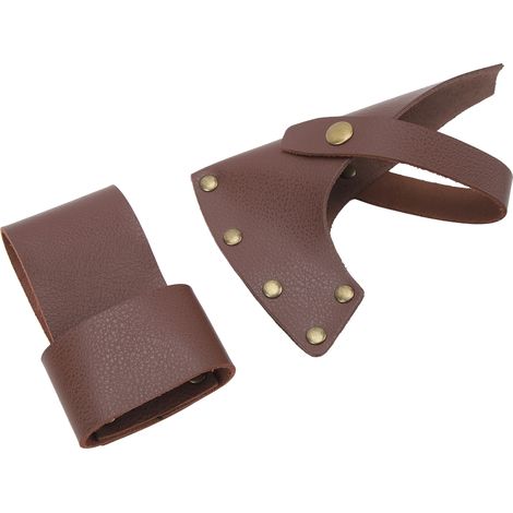 Fourreau de hache en cuir PU métal léger portable protection de tête et manche pour camping extérieur travail essentiel marron (1/5)
