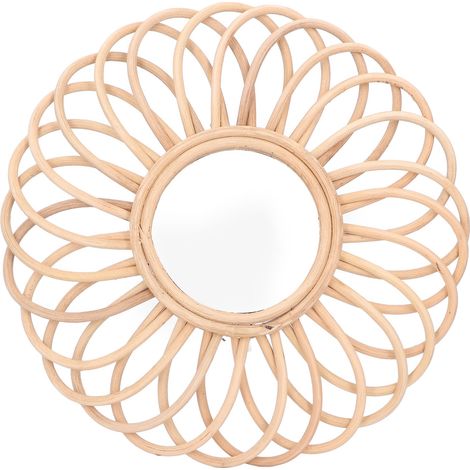 Miroir Décoratif En Rotin Rond - Pour Salle De Bain Bureau Maison Chambre Salon - Diamètre 60 Cm - 1 Pièce (1/5)