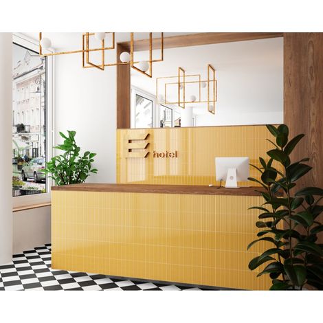 Carrelage mural faïence effet relief RYTHM 20x5cm 20x5cm Yellow - Brillant - boîte de 0.50 m2 20 x 5 cm Yellow - Brillant / Poli - boîte de 0.60 m2