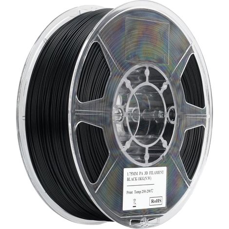 Nylon-Filament, langlebiges Material, kompatibel mit den meisten FDM-Druckern, Schwarz (1/2)