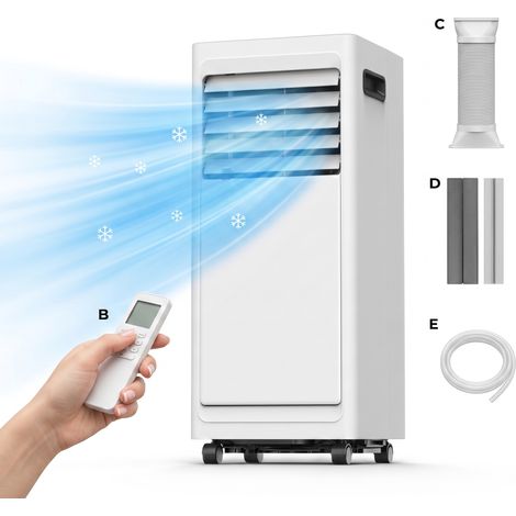Climatiseur mobile 3-en-1 8000 BTU, déshumidificateur, ventilateur, télécommande, minuterie 24h, kit fenêtre inclus (1/5)