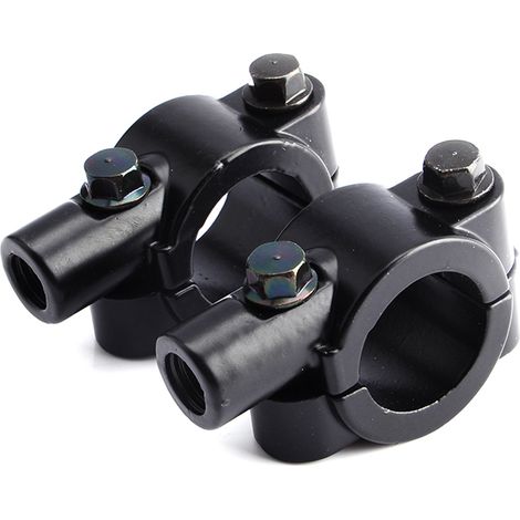 2 Pièces Support Universel Miroir Moto Noir - Fixation Guidon 10mm 7/8" en Aluminium (1/5)