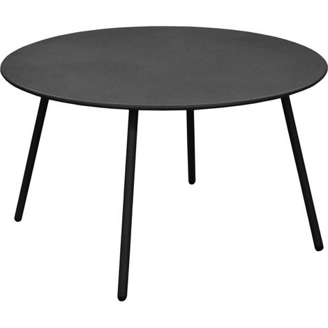 Proloisirs – Table basse de jardin ronde en acier traité anticorrosion – graphite Ø 70 cm – Idéale pour salon détente ou terrasse