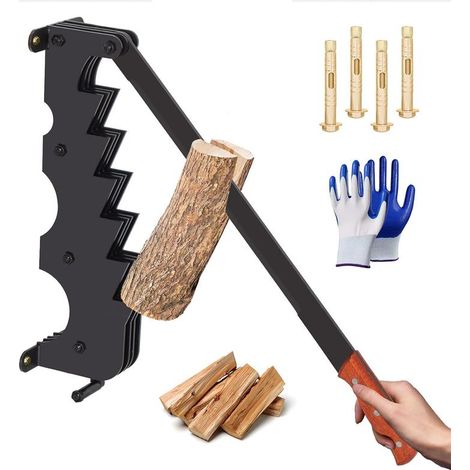 Fendeuse de Bois de Chauffage Murale, Fendeur de bûches manuel avec gants, Fendeuse de Bûches Manuelle Portable Pour la Maison, cheminée, le Camping, Barbecue Jardin (1/5)