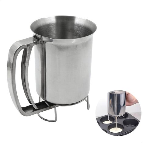 Pancake Batter Dispenser - Stainless Steel Baking Funnel, Cake Funnel, Tools Suitable for Modern Home Kitchens, Pastries, Bakeries, Silver (1/5)