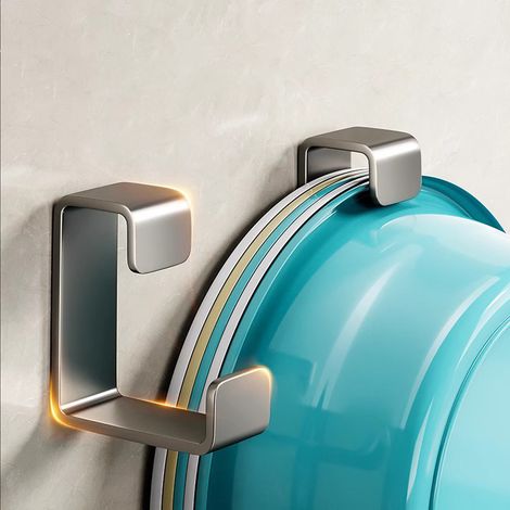 Crochets de lavabo en acier inoxydable, support de rangement pour lavabo de salle de bain sans perçage, support de lavabo suspendu pour baignoire/toilettes. (1/5)