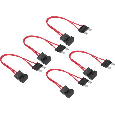 5 pièces Porte-fusible Auto Renforcé Mini avec Câble 20A 16AWG pour Voiture, inclut 5 Fusibles ATM/ACL 29.2mm (1/5)