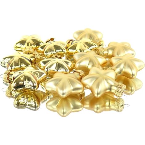 Weihnachtsanhänger Mini-Sterne Light Gold 6 x matt & 6 x glänzend 4 cm - Glas (1/2)
