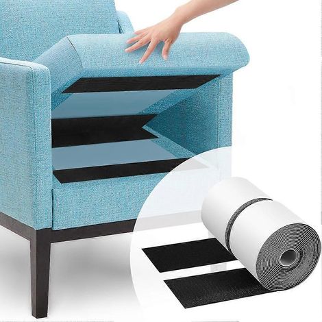 Ruban adhésif auto-agrippant noir ultra-résistant de 11,2 cm x 5 m, empêche les coussins de canapé de glisser ou de s'envoler en extérieur. (1/5)