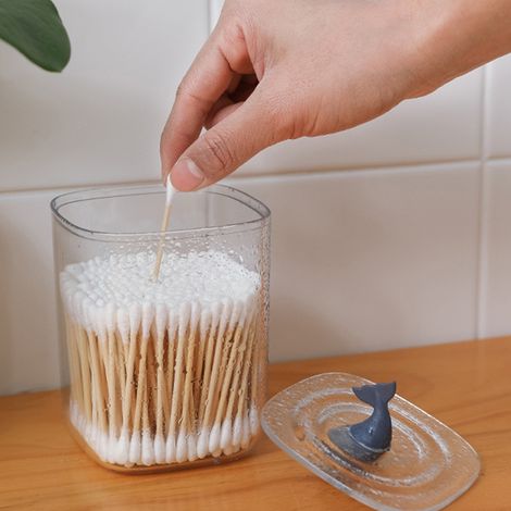 Transparenter ABS-Baumwollkugel-Organizer mit Deckel für Badezimmer-Aufbewahrungsbox (1/4)