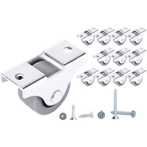 Lot de 12 petites roulettes en caoutchouc 25 mm pour meubles, non pivotantes, sans plastique, pour appareils et équipements (1/5)