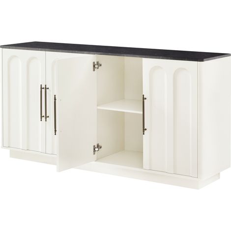 Sideboard mit 4 Türen 160x40x80 cm weiß und schwarz MDF Soft-Close MODENUIT (1/5)