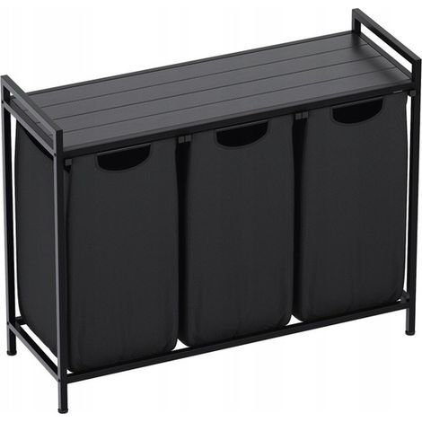 Cesta de lavandería Mark Adler Tidy 3.0 negra de tres compartimentos PARA ALMACENAMIENTO