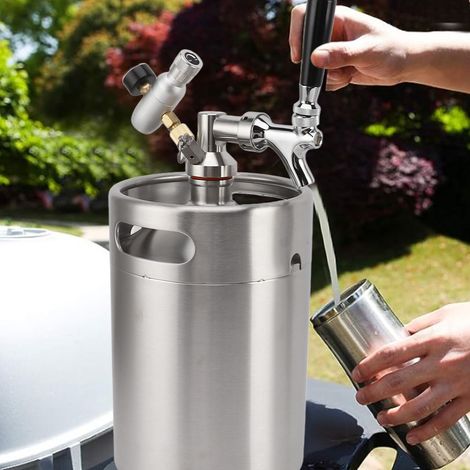 Mini-Edelstahlfass (grün, 60 PSI), Kaffeefass, 5-Liter-Bierzapfanlage (automatisch), Edelstahl-Weinzapfanlage (1/5)