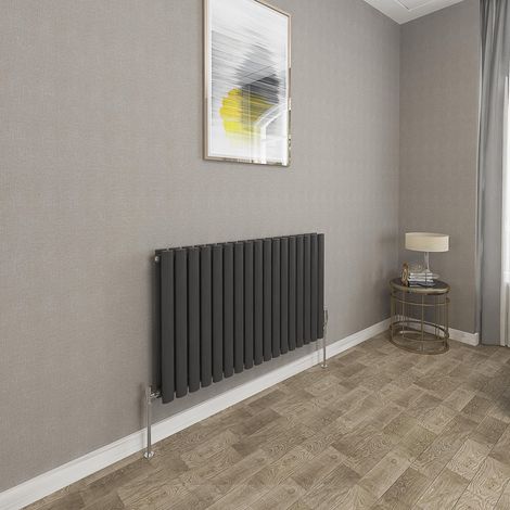600x1003mm Black Double Oval Column Radiator Horizontal Modern Central Heating Radiators (1/5)
