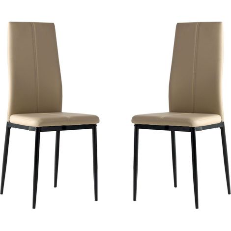 Pack 2 Sillas Polipiel Brea Color Capuchino Comedor Salón Cómodas Y Estilo Moderno 98x42x47 cm (1/5)