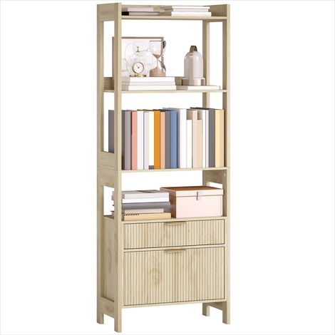 Bibliothèque 4 étagères et 2 tiroirs 60 x 30 x 160 cm bois (1/5)
