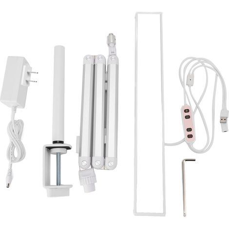 Lampe de bureau LED avec pince, tête rotative à 360°, 3 températures de couleur, intensité variable, bras articulé pliable, 1400 lm, à clipser, idéale pour les extensions d'ongles et de cils (prise US (1/5)