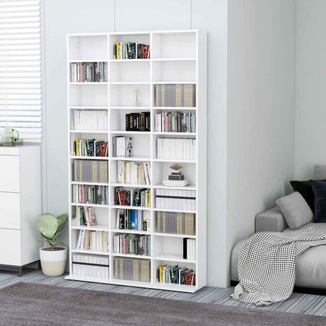 CD-Schrank Weiß 102x23x177,5 cm Holzwerkstoff