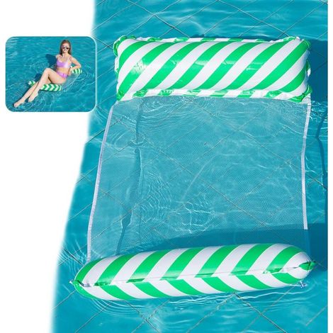Inflatable Pool Hammock,Multifunction Hammock Float Buoys and Inflatable Pool Mattress,Inflatable Pool Lounger,Portable Pool Float for Kids Adults for Beach Pool (Green) (1/5)