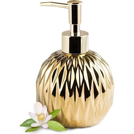 Distributeur de savon moderne en céramique doré pour salle de bain et cuisine (1/5)